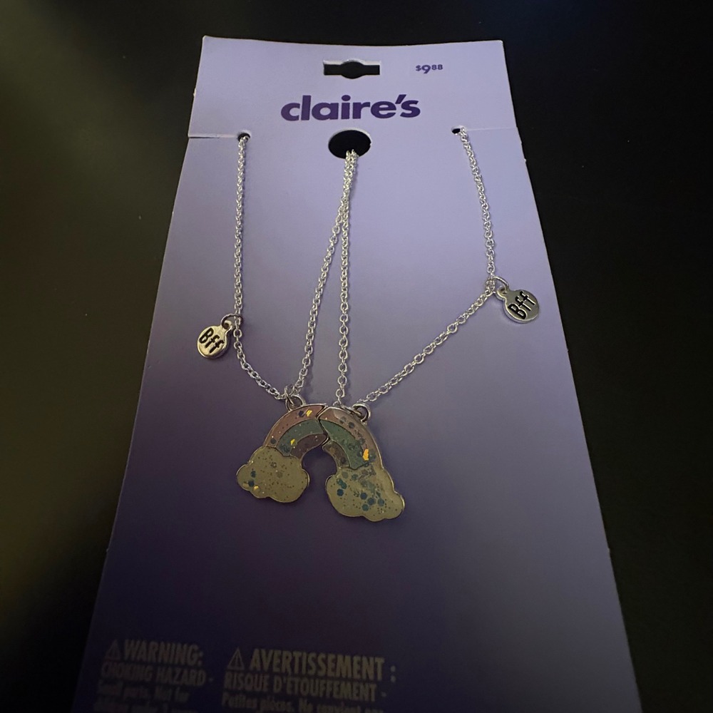 NWT Claire's Best Friends Rainbow Necklace Set BFF Friendship‎ Necklaces Silver